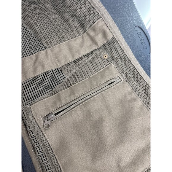 Cabela's Men's Tan Canvas & Brown Leather & Mesh Hunting Vest Size M - Picture 8 of 12